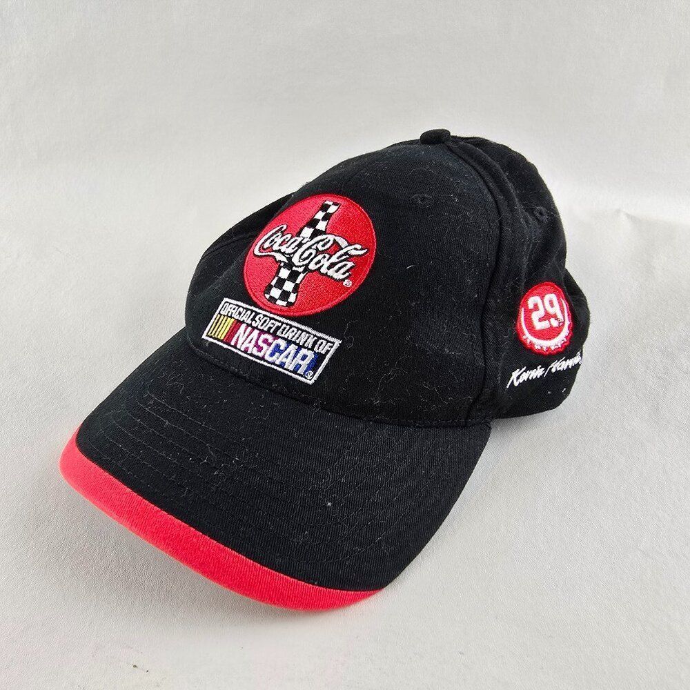 Coca Cola NASCAR Hat Black Red Mens One Size Kevin Harvick #29 Adjustable Coke